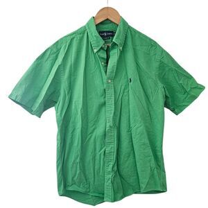 Polo Ralph Lauren Classic Fit Green Button Down Shirt Sz L 100% Cotton Holiday